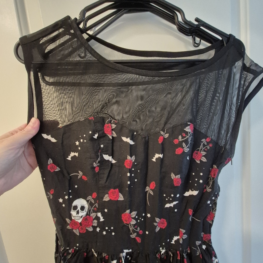 Floral Skull Print Black Dress - Picture 5 of 7